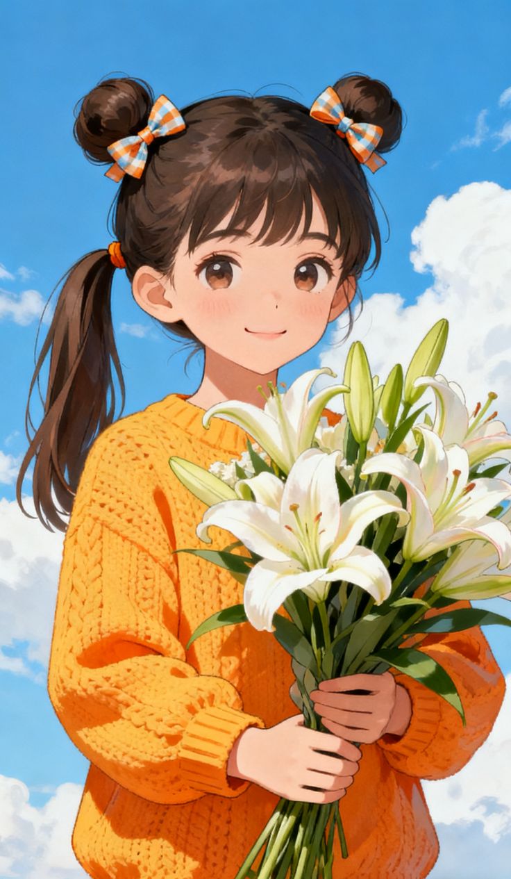 Cute girl pic with flowers