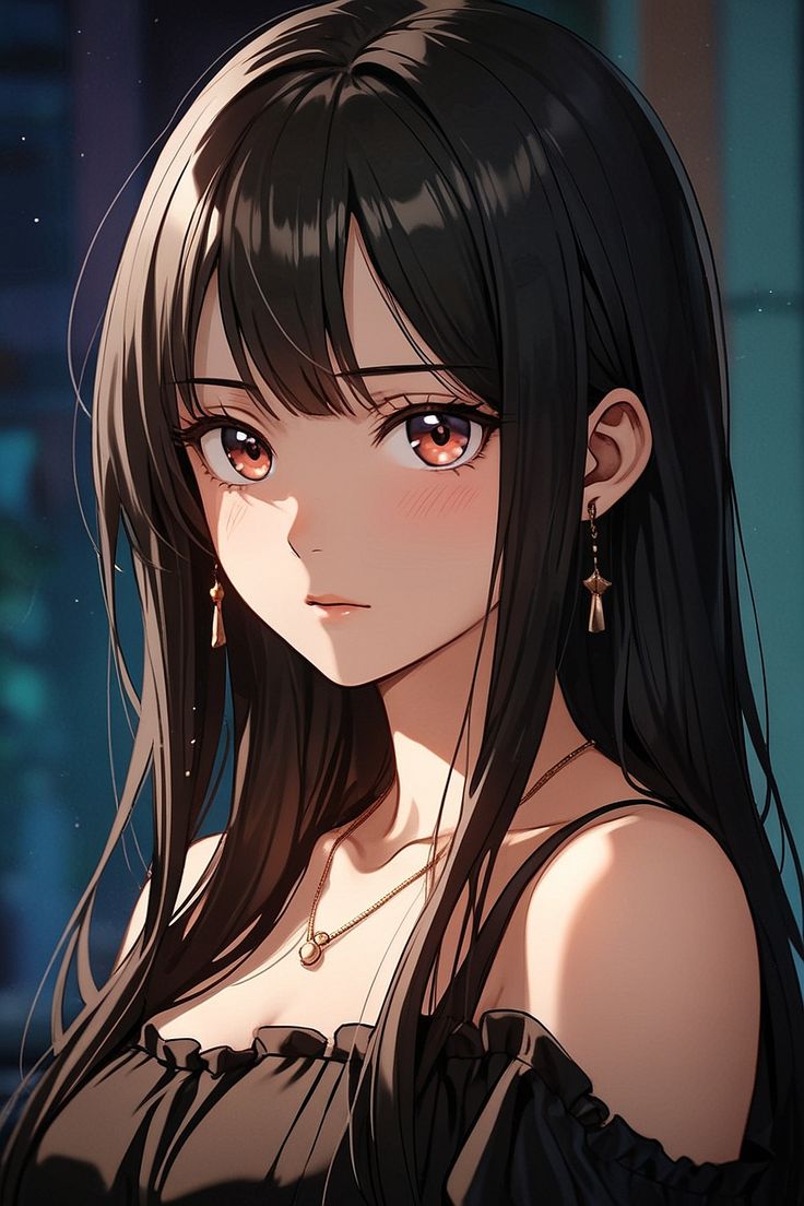 anime girl dp in black dress