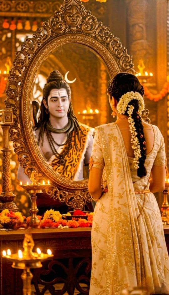 shiv parvati couple painting