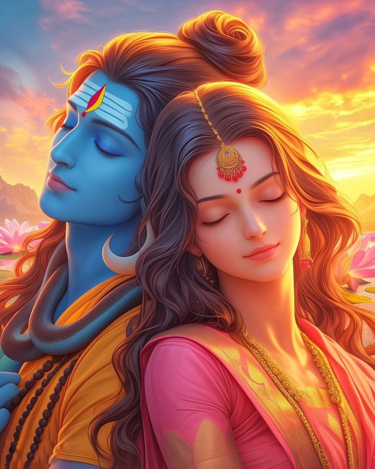 shiv parvati painting hd