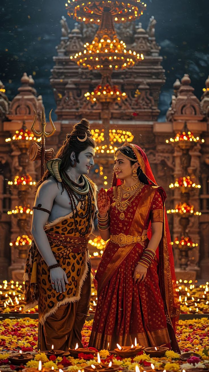 shiv parvati painting realistic