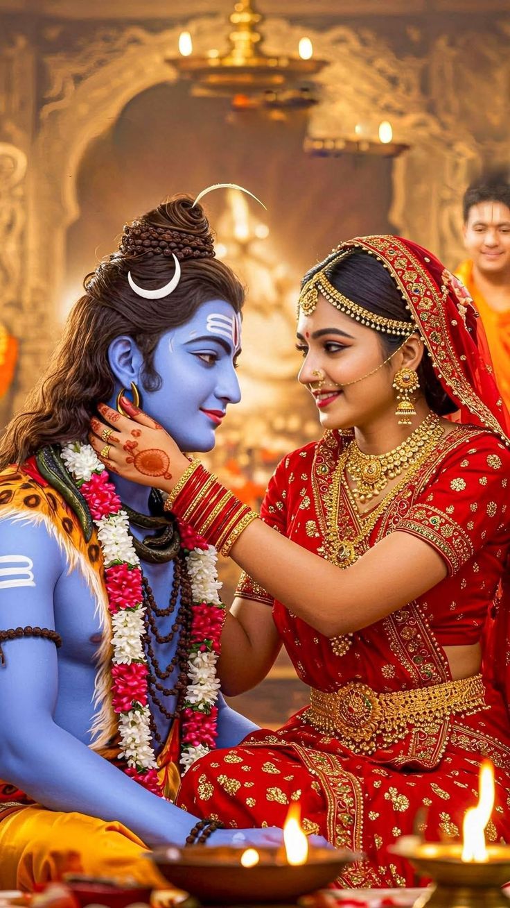 shiv parvati together wallpaper